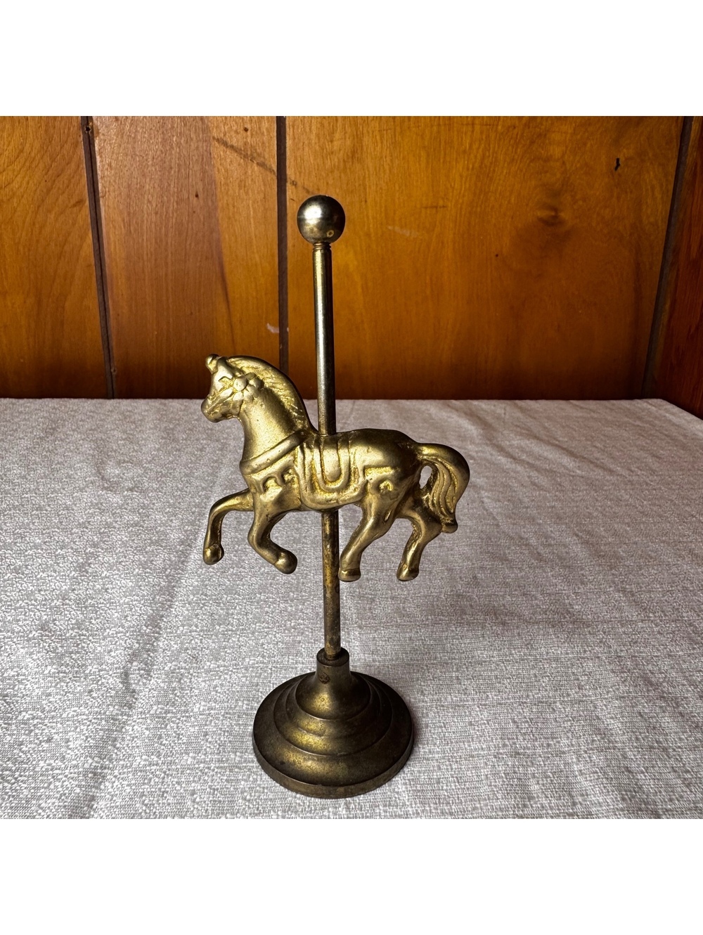 Vintage Enesco Brass Carousel Horse 5” Taiwan Figurine Display
